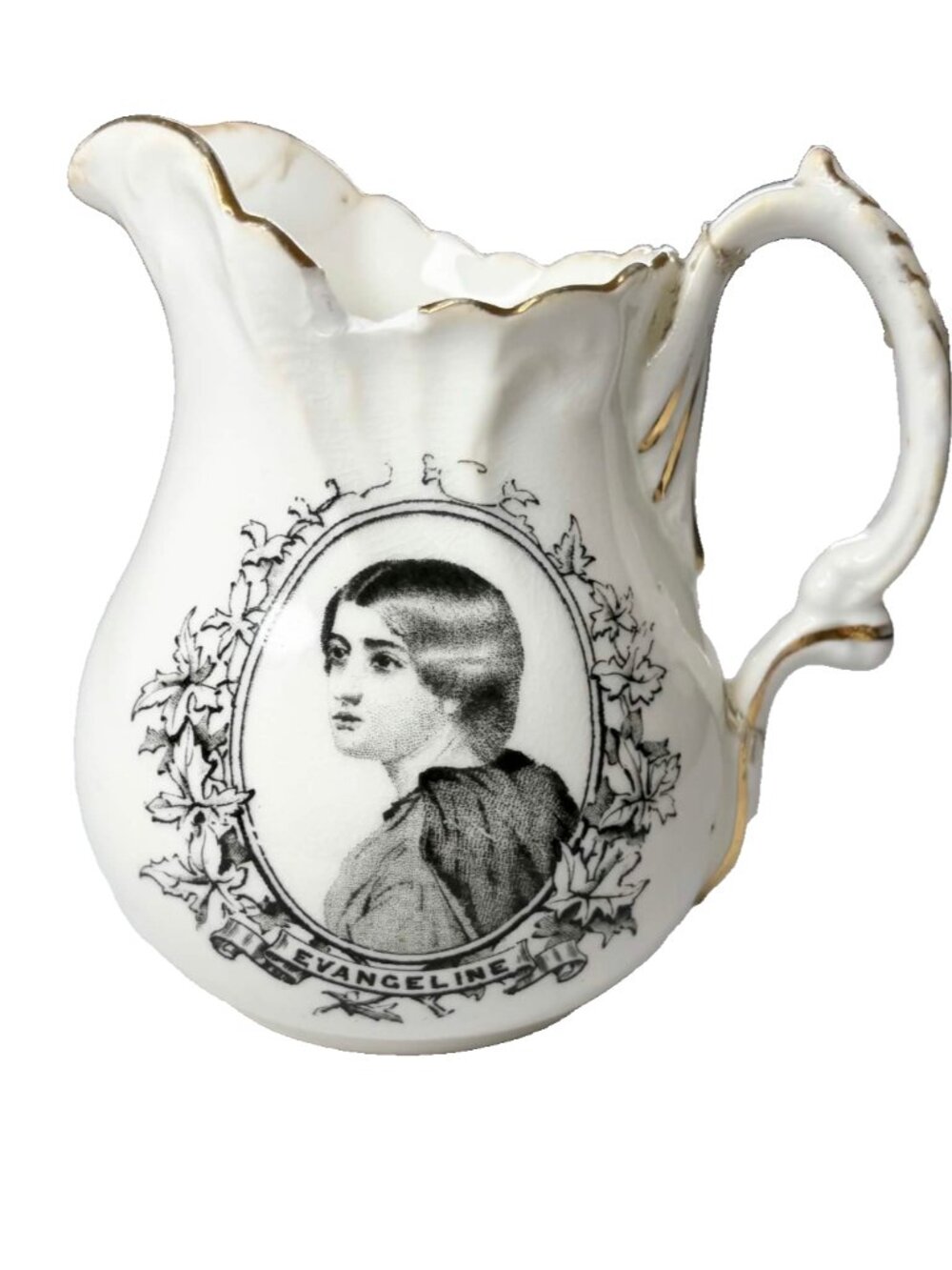 RARE Antique Foley Wileman Evangeline Creamer Victorian England 1890s Gold Trim